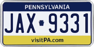 PA license plate JAX9331