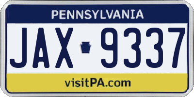 PA license plate JAX9337
