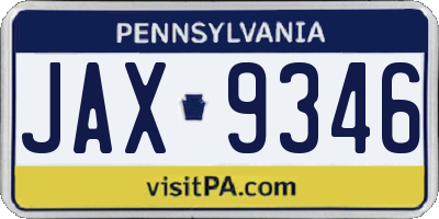PA license plate JAX9346