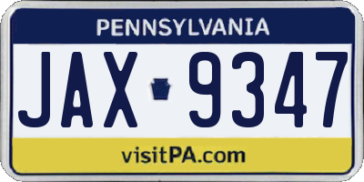PA license plate JAX9347
