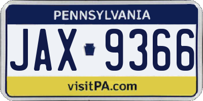 PA license plate JAX9366