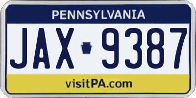 PA license plate JAX9387