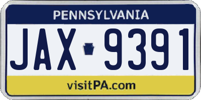 PA license plate JAX9391
