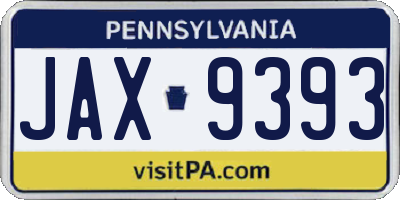 PA license plate JAX9393