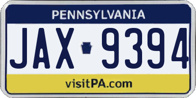 PA license plate JAX9394
