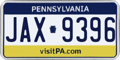 PA license plate JAX9396