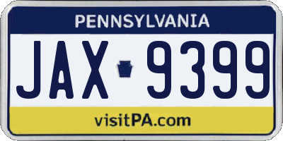 PA license plate JAX9399