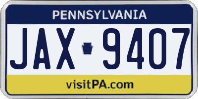 PA license plate JAX9407