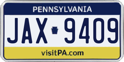PA license plate JAX9409