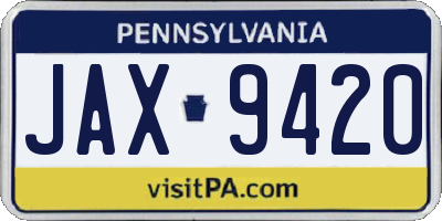 PA license plate JAX9420