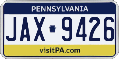 PA license plate JAX9426