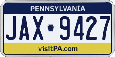 PA license plate JAX9427