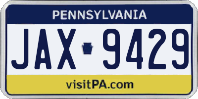 PA license plate JAX9429