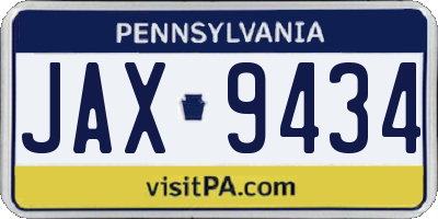 PA license plate JAX9434