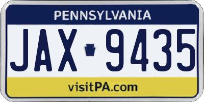 PA license plate JAX9435