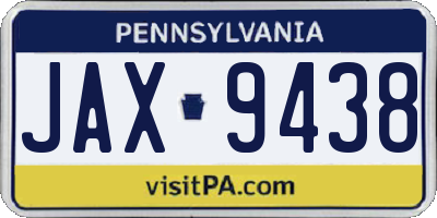 PA license plate JAX9438
