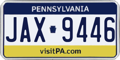 PA license plate JAX9446