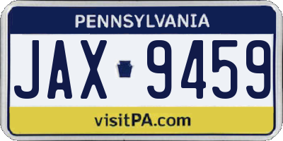 PA license plate JAX9459