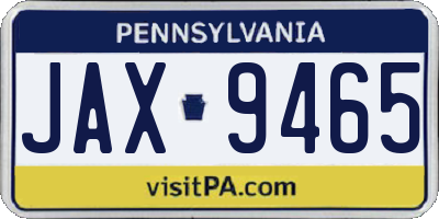 PA license plate JAX9465