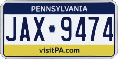 PA license plate JAX9474