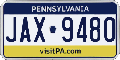 PA license plate JAX9480