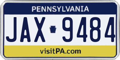PA license plate JAX9484