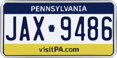 PA license plate JAX9486