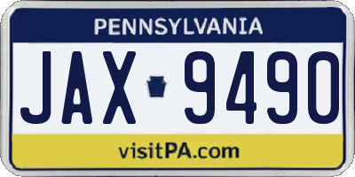 PA license plate JAX9490