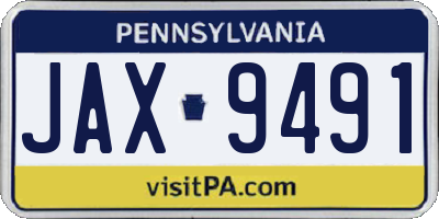 PA license plate JAX9491