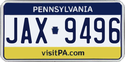 PA license plate JAX9496
