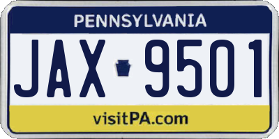 PA license plate JAX9501