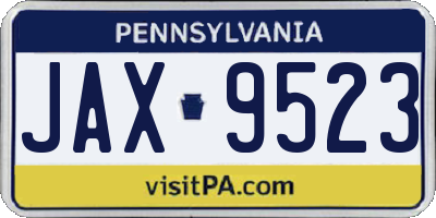 PA license plate JAX9523