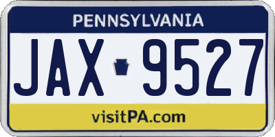 PA license plate JAX9527