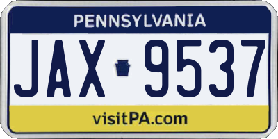 PA license plate JAX9537