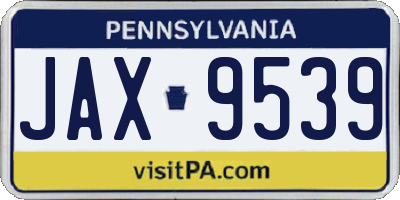 PA license plate JAX9539