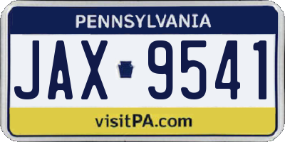 PA license plate JAX9541