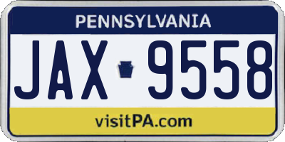 PA license plate JAX9558