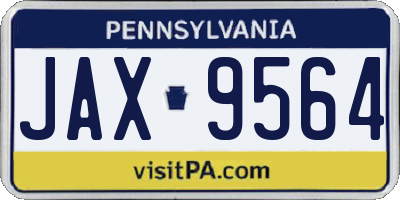 PA license plate JAX9564