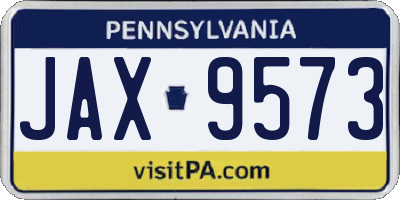 PA license plate JAX9573