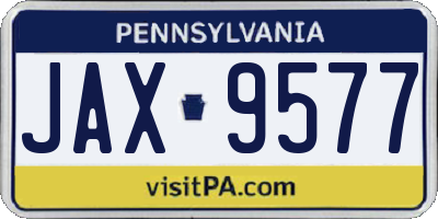 PA license plate JAX9577