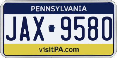 PA license plate JAX9580