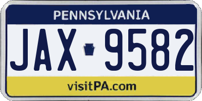PA license plate JAX9582