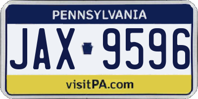 PA license plate JAX9596