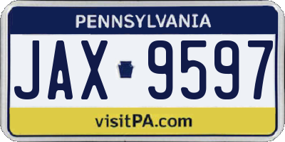PA license plate JAX9597