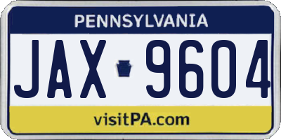 PA license plate JAX9604