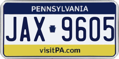 PA license plate JAX9605
