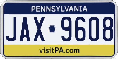 PA license plate JAX9608