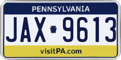 PA license plate JAX9613