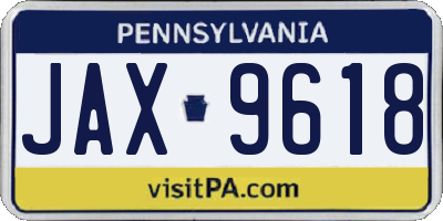 PA license plate JAX9618