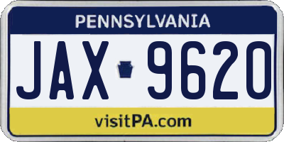 PA license plate JAX9620